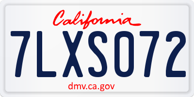 CA license plate 7LXS072