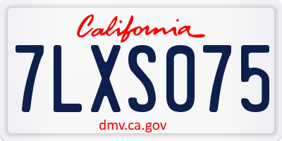 CA license plate 7LXS075