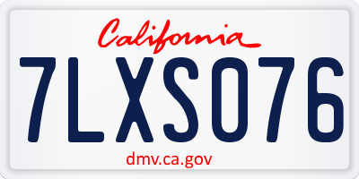 CA license plate 7LXS076