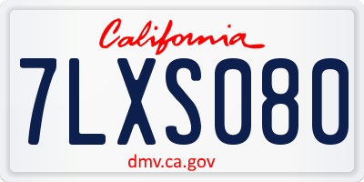 CA license plate 7LXS080
