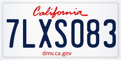 CA license plate 7LXS083