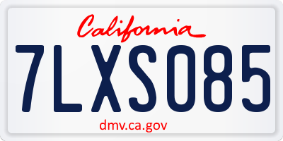 CA license plate 7LXS085