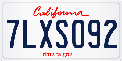 CA license plate 7LXS092