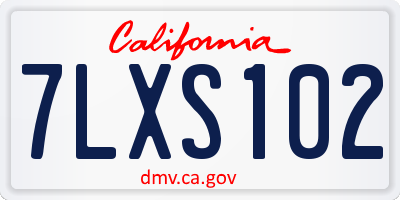 CA license plate 7LXS102