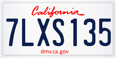CA license plate 7LXS135