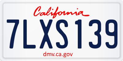 CA license plate 7LXS139