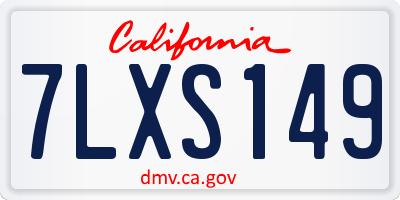 CA license plate 7LXS149