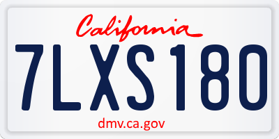 CA license plate 7LXS180