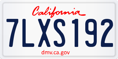 CA license plate 7LXS192