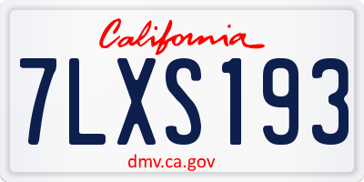 CA license plate 7LXS193