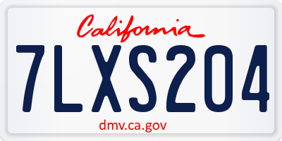 CA license plate 7LXS204