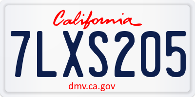 CA license plate 7LXS205
