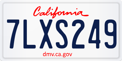 CA license plate 7LXS249