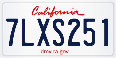 CA license plate 7LXS251