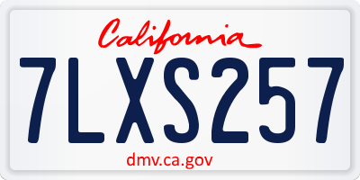 CA license plate 7LXS257