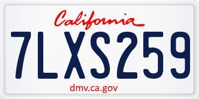 CA license plate 7LXS259