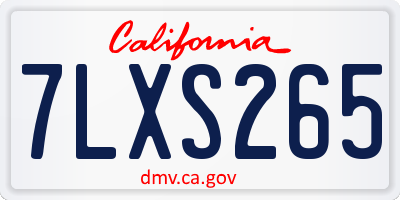 CA license plate 7LXS265