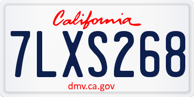CA license plate 7LXS268