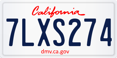 CA license plate 7LXS274