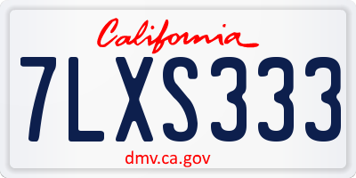 CA license plate 7LXS333