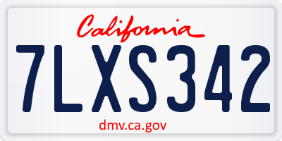 CA license plate 7LXS342