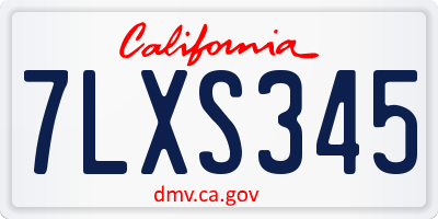 CA license plate 7LXS345