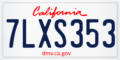 CA license plate 7LXS353
