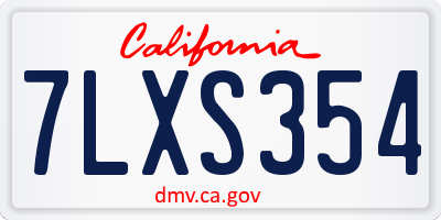 CA license plate 7LXS354
