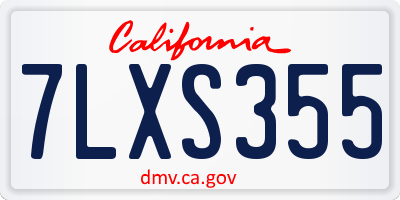 CA license plate 7LXS355