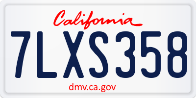 CA license plate 7LXS358