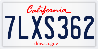 CA license plate 7LXS362