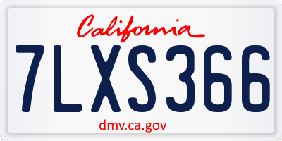 CA license plate 7LXS366