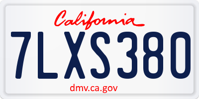 CA license plate 7LXS380