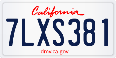 CA license plate 7LXS381