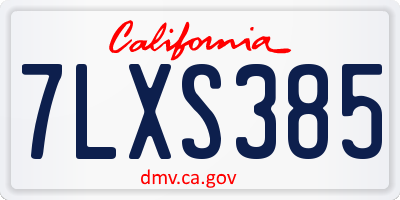 CA license plate 7LXS385