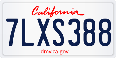 CA license plate 7LXS388