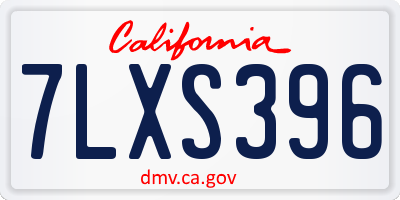CA license plate 7LXS396