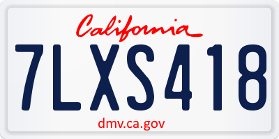 CA license plate 7LXS418