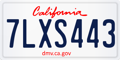 CA license plate 7LXS443
