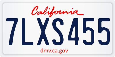 CA license plate 7LXS455