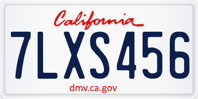 CA license plate 7LXS456