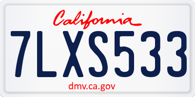 CA license plate 7LXS533