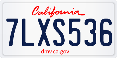 CA license plate 7LXS536