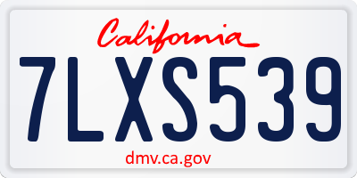 CA license plate 7LXS539