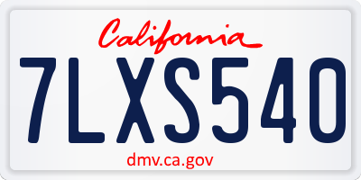CA license plate 7LXS540