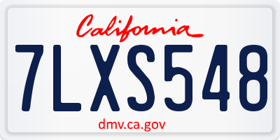 CA license plate 7LXS548