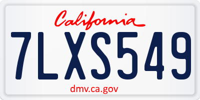 CA license plate 7LXS549