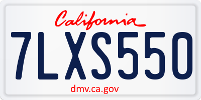 CA license plate 7LXS550
