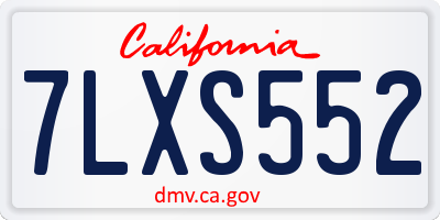 CA license plate 7LXS552