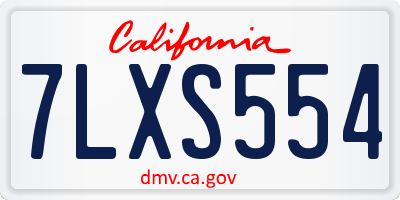 CA license plate 7LXS554